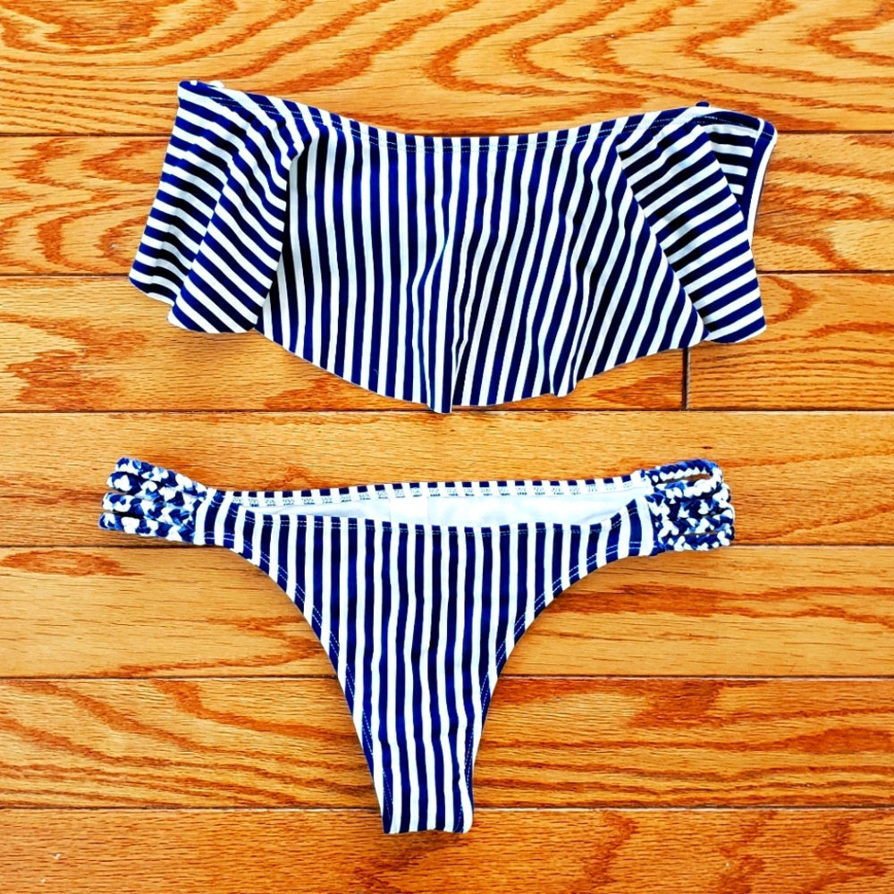 Solkissed Navy Striped Bikini